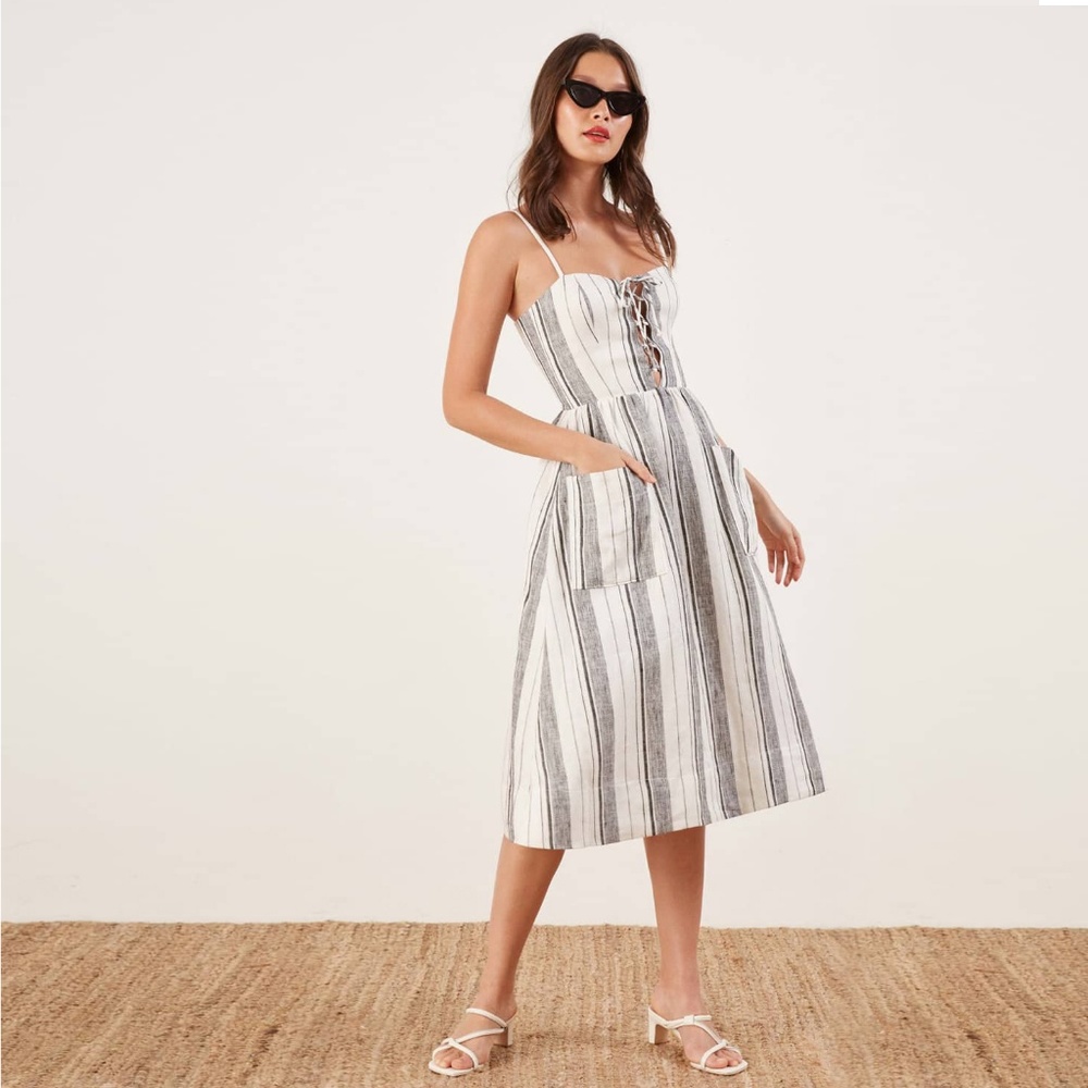NWT Reformation Ellen Linen Midi Dress